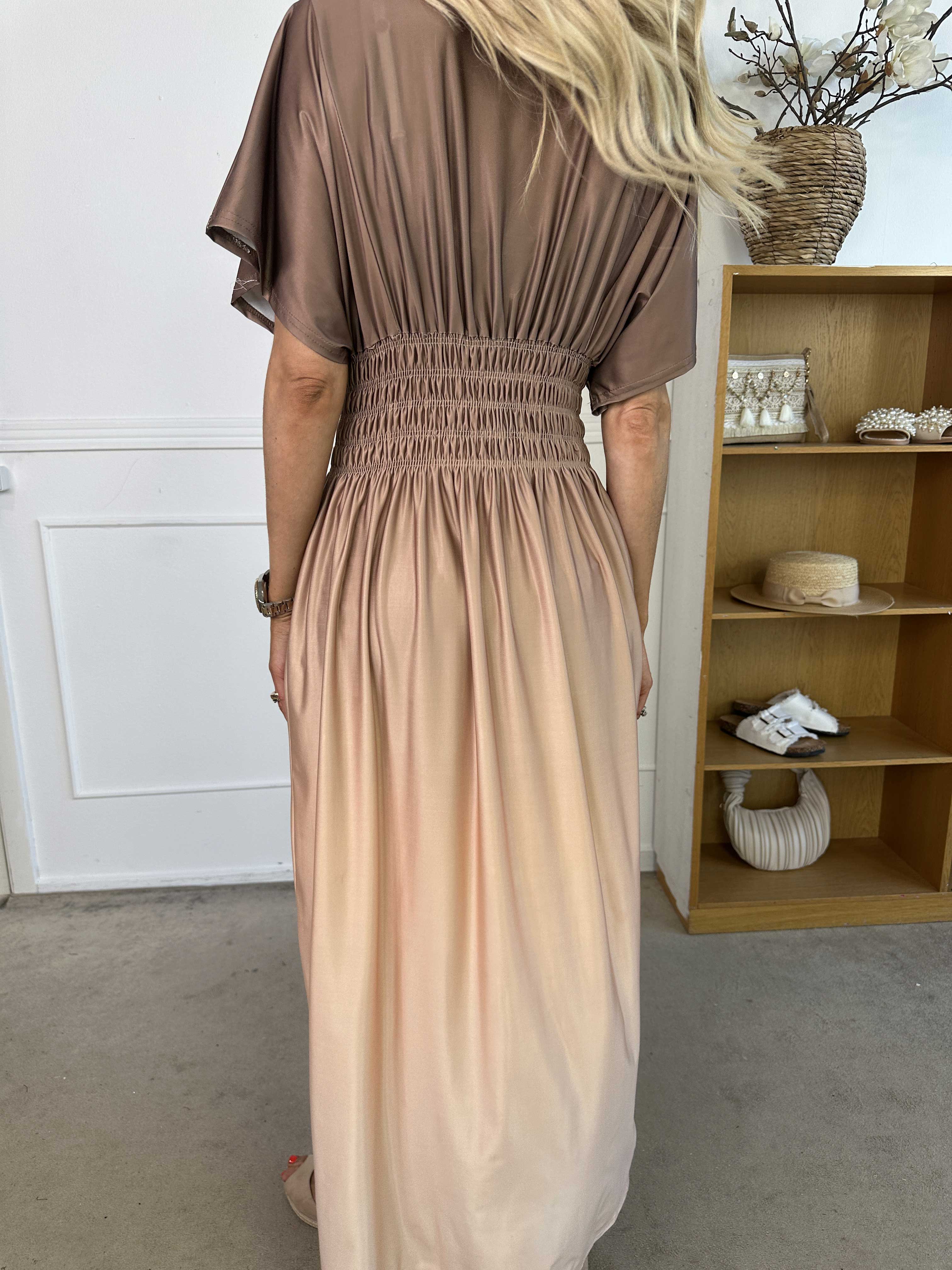 Pams Fade - Lang flerfarvet elastisk kjole